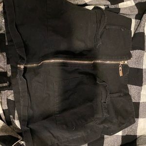 black zip up skirt